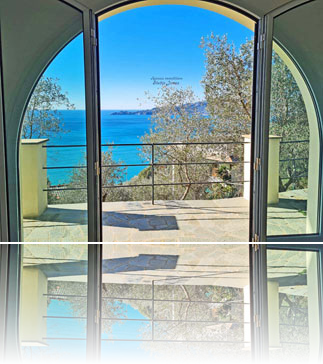 tra gli ulivi, vista mare panoramica, fronte Portofino dell'appartamento dossier 13