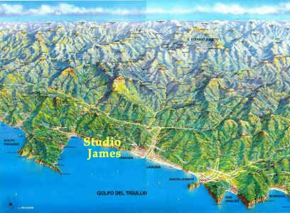 Tigullio Gulf and inland map - where You can find Studio James